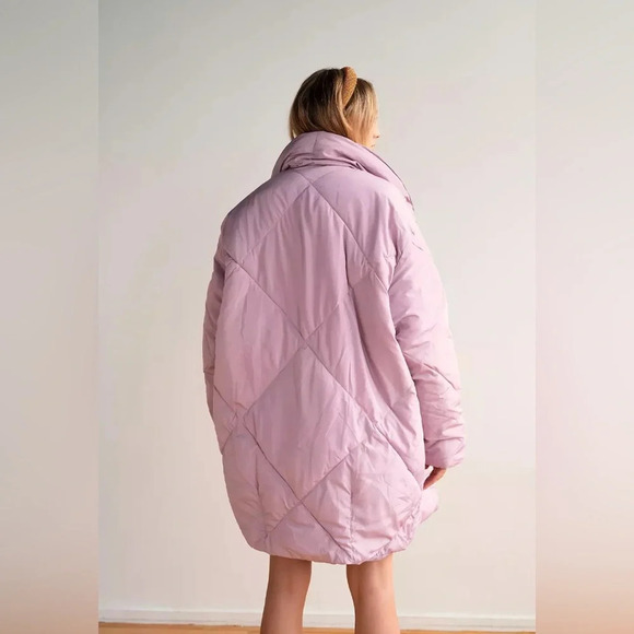 Free People Ella Puffa Puffer Coat Purple Size Small - Picture 2 of 8